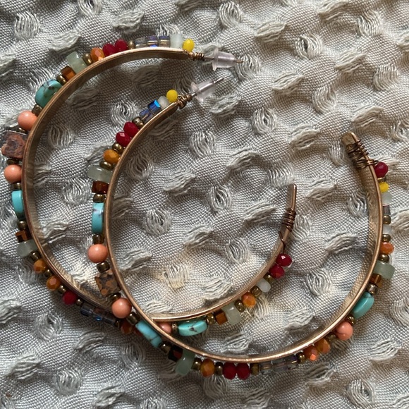 Boho Beaded Hoop Earrings - Picture 2 of 5